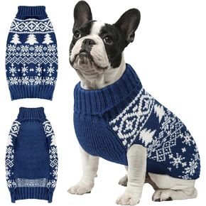 Christmas Dog Sweaters for Small Large Dogs Girl, Soft Warm Pup Dogs Shirt, Turtleneck Dog Sweaters for Medium Large Dogs, Double Knitting Collar for Outdoors Playing, Warm Dog Cat Clothes Deer M