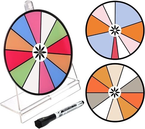 Spinning Prize Wheel, Spinning Wheel for Prizes with Stand, 10 Slots Color Small Tabletop Roulette Spinner, Easy Assembly and Erasable, Portable, 6 inch, Arylic, 5mm, Clear, New version in Saudi Arabia
