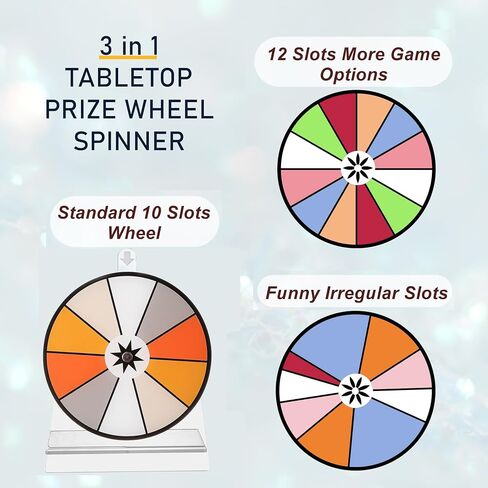 Spinning Prize Wheel, Spinning Wheel for Prizes with Stand, 10 Slots Color Small Tabletop Roulette Spinner, Easy Assembly and Erasable, Portable, 6 inch, Arylic, 5mm, Clear, New version in Saudi Arabia