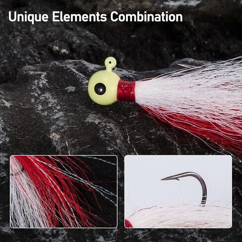 Dr.Fish 5 Pack Bucktail Jigs Crappie Jigs Round Ball Jig Fishing Lures Jigs Hair Jig Round Head Fishing Jigs for Bass Striper Walleye Halibut Panfish Bluegill Trout Freshwater Saltwater Fishing in Saudi Arabia