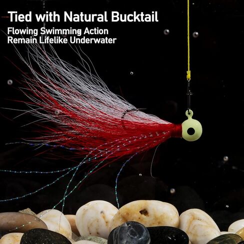 Dr.Fish 5 Pack Bucktail Jigs Crappie Jigs Round Ball Jig Fishing Lures Jigs Hair Jig Round Head Fishing Jigs for Bass Striper Walleye Halibut Panfish Bluegill Trout Freshwater Saltwater Fishing in Saudi Arabia