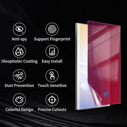 2 Pack Gradient for Samsung Galaxy S24 Ultra Privacy Screen Protector Soft Film, Anti-Spy Anti-Blue Light, Colorful Full Protection & Touch Sensitive for Galaxy S24 Ultra 5G in Saudi Arabia