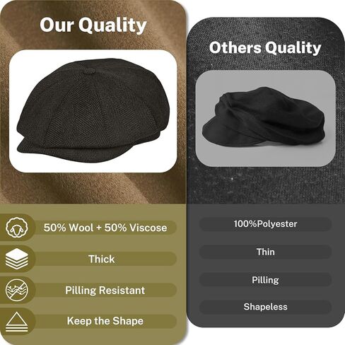 KUJUHA Wool Newsboy Cap for Men Flat Irish Cabbie Ivy Gatsby Newsboy Driving Hat Hunting Cap in Kuwait