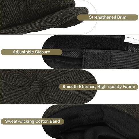 KUJUHA Wool Newsboy Cap for Men Flat Irish Cabbie Ivy Gatsby Newsboy Driving Hat Hunting Cap in Kuwait