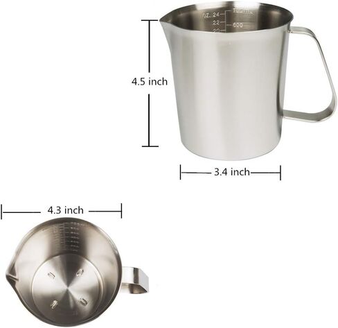 Measuring Cup, Stainless Steel Measuring Cup (16 Ounce/ 0.5 Liter- 2 Cup), Milk Frothing Pitcher, Steaming Pitcher, Milk Frothing Cup Jug with Marking with Handle for Espresso Machines, Latte Art in Saudi Arabia