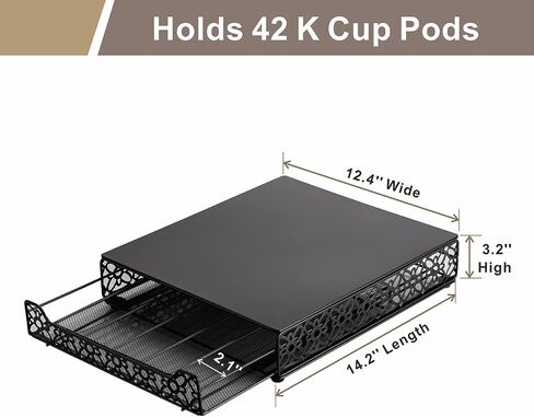 Flagship k cup Pods Storage Drawer Coffee Pod Storage Holder, K cup Pods Organizer shelf for Keurig(42 Pods Iron) in Kuwait