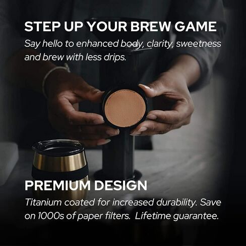 Filter for use in AeroPress Go/AeroPress Coffee Makers (Superfine) - Premium Replacement Disc - Reusable Metal, Titanium Coated Stainless Steel. Upgrade Your Mesh or Filter Papers in Saudi Arabia