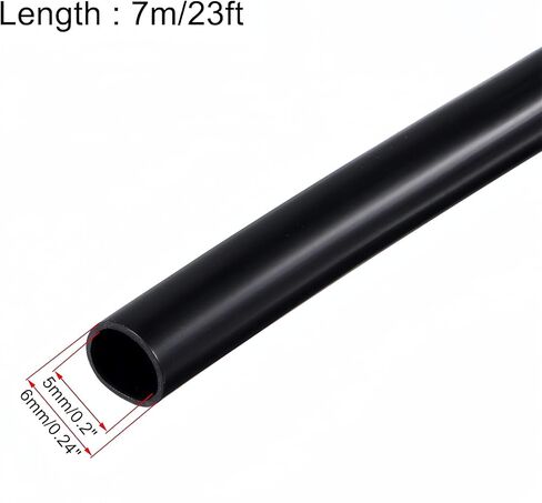 6mm x 7mm x 7m PVC Tube Wire Harness Tubing High Temperature Resistant Cable Management Cable Sleeve,Black,1PC in Kuwait