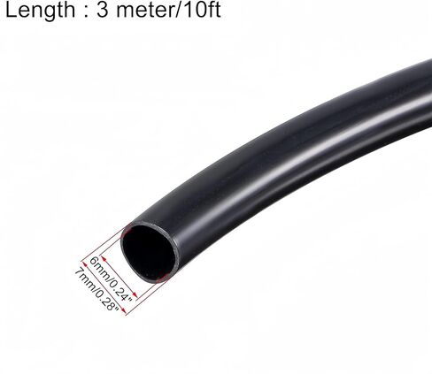 6mm x 7mm x 7m PVC Tube Wire Harness Tubing High Temperature Resistant Cable Management Cable Sleeve,Black,1PC in Kuwait
