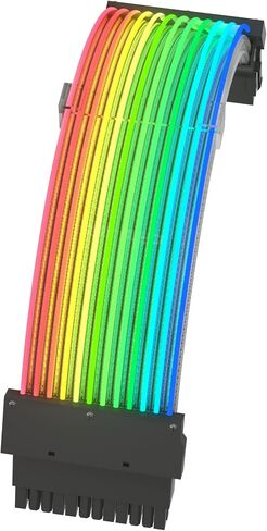 RGB Cable Extension PC Sync 24pin Male to Female Strimer RGB PSU Cable ATX Motherboard Extension Cable with Combs ARGB 5V3pin Lighting Cable Supports Aura Glowing (24P) in Saudi Arabia