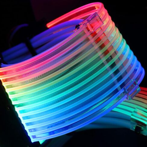 تمديد كابل RGB مزامنة الكمبيوتر 24pin ذكر إلى أنثى Strimer RGB PSU كابل ATX اللوحة الأم تمديد الكابل مع أمشاط ARGB 5V3pin كابل الإضاءة يدعم هالة متوهجة (24P) in Saudi Arabia