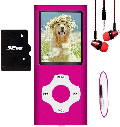 MP3 Player / MP4 Player, Hotechs MP3 Music Player with 32GB Memory SD Card Slim Classic Digital LCD 1.82'' Screen Mini USB Port with FM Radio, Voice Record in Saudi Arabia