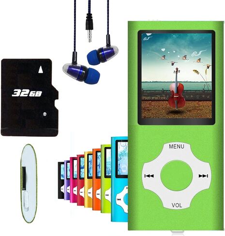 MP3 Player / MP4 Player, Hotechs MP3 Music Player with 32GB Memory SD Card Slim Classic Digital LCD 1.82'' Screen Mini USB Port with FM Radio, Voice Record in Saudi Arabia