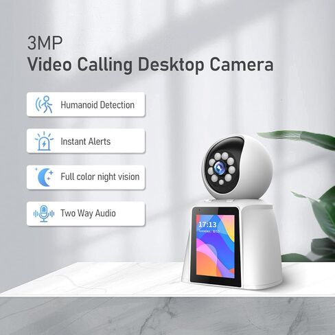Video Call Security Camera Indoor, Nanny Camera Baby Monitor Pet Camera,Two-Way Video,One-Touch Call,360-Degree View WiFi Camera for Home Security, Motion Tracking, IR Night Vision in Saudi Arabia