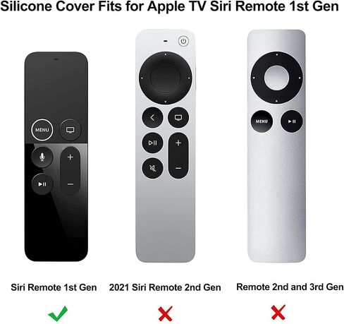 حافظة عن بعد متوافقة مع Apple TV 4K (الجيل الخامس) والجيل الرابع، حافظة غطاء عن بعد من السيليكون المقاوم للصدمات متوافقة مع جهاز التحكم عن بعد Apple TV 4th Gen 4K 5th Siri - أسود in Saudi Arabia
