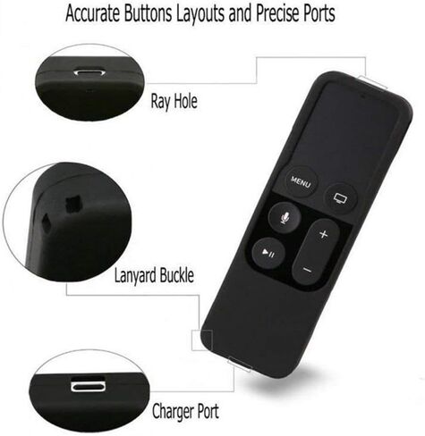 Remote Case Compatible with Apple TV 4K (5th) and 4th Generation, Auswaur Shock Proof Silicone Remote Cover Case Compatible with Apple TV 4th Gen 4K 5th Siri Remote Controller - Black in Saudi Arabia