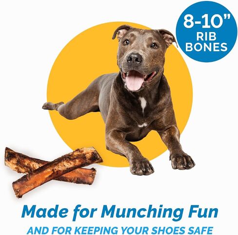 Meaty Rib Bones for Dogs, 100% Natural Pork & Beef Chews for Dogs, Made in Brazil from Grass Fed Cattle, Rib Bone Dog Treats and Breeds, Tasty Long Lasting Chews, 5-6" (8 Count) in Kuwait