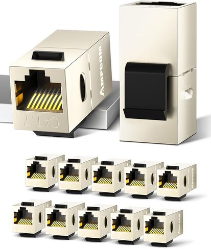 AMPCOM CAT7 Keystone Coupler, 2-Pack Pass Through RJ45 Keystone Jack, Shielded Female to Female Ethernet Feedthrough Inline Coupler in Kuwait