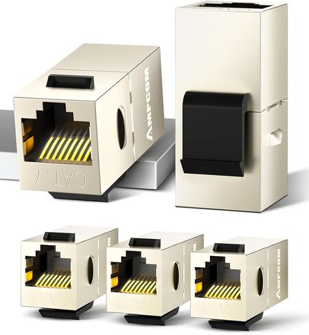 AMPCOM CAT7 Keystone Coupler, 2-Pack Pass Through RJ45 Keystone Jack, Shielded Female to Female Ethernet Feedthrough Inline Coupler in Kuwait
