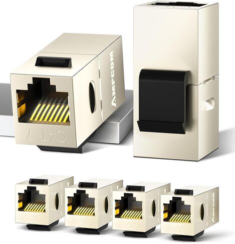 AMPCOM CAT7 Keystone Coupler, 2-Pack Pass Through RJ45 Keystone Jack, Shielded Female to Female Ethernet Feedthrough Inline Coupler in Kuwait