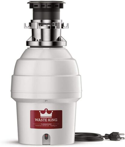 Waste King L-2600TC Activation 1/2 HP Garbage Disposal with Safer Controlled Griding Power Cord Included, 15.56, Silver/red in Saudi Arabia