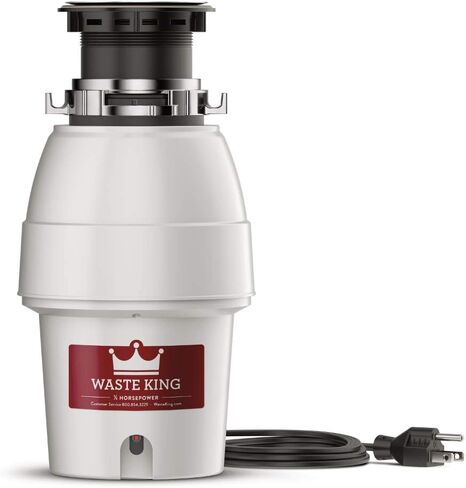 Waste King L-2600TC Activation 1/2 HP Garbage Disposal with Safer Controlled Griding Power Cord Included, 15.56, Silver/red in Saudi Arabia