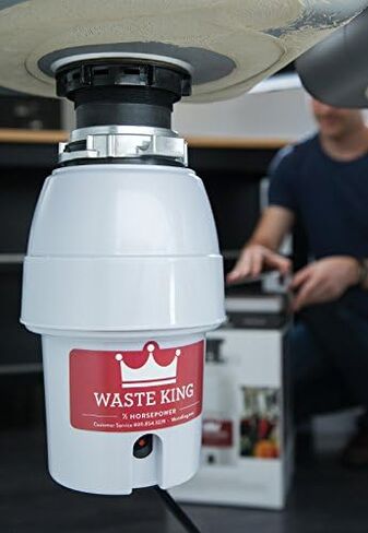 Waste King L-2600TC Activation 1/2 HP Garbage Disposal with Safer Controlled Griding Power Cord Included, 15.56, Silver/red in Saudi Arabia