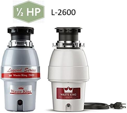 Waste King L-2600TC Activation 1/2 HP Garbage Disposal with Safer Controlled Griding Power Cord Included, 15.56, Silver/red in Saudi Arabia