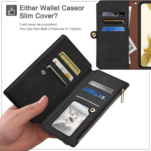 XcaseBar for iPhone 13 Pro Max 6.7" Wallet case with Credit Card Holder,【RFID Blocking】 Zipper Flip Folio Book PU Leather Phone case Shockproof Cover Women Men for Apple 13ProMax case Black in Saudi Arabia