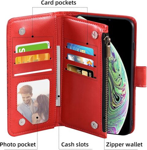 Asuwish Compatible with iPhone Xs Max Wallet Case and Tempered Glass Screen Protector Flower Leather Flip Card Holder Cell Phone Cover for i X XR Xsmax 10x SX Xmax 10xs 10s 10 Plus Xmaxs Women Purple in Kuwait