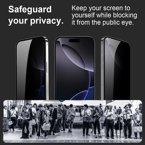 واقي شاشة للخصوصية لهاتف iPhone 16 Pro Max تركيب تلقائي ومضاد للتجسس من الزجاج المقسى، عبوة من قطعتين in Saudi Arabia