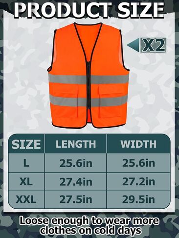Apipi 2 Set Blaze Orange Hunting Vest and Beanie - High Visibility Safety Vest for Men, with Reflective Strips for Outdoor in Kuwait