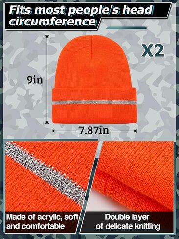 Apipi 2 Set Blaze Orange Hunting Vest and Beanie - High Visibility Safety Vest for Men, with Reflective Strips for Outdoor in Kuwait