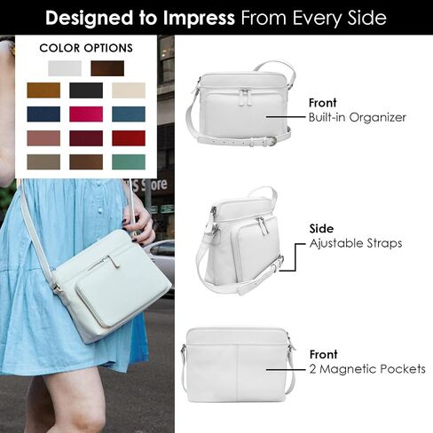 ili New York - Leather Shoulder Handbag w/Side Organizer - Soft, Smooth Leather Handbag w/RFID Blocking Lining (Mocha Small) in Saudi Arabia