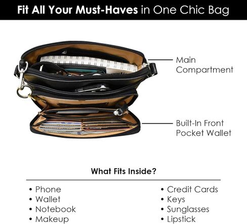 ili New York - Leather Shoulder Handbag w/Side Organizer - Soft, Smooth Leather Handbag w/RFID Blocking Lining (Mocha Small) in Saudi Arabia