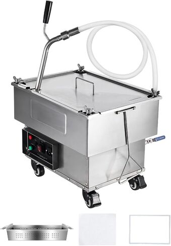 VEVOR Mobile Fryer Filter, 80 LBS/40 L/10.56 Gal Capacity, 300W Oil Filtration System with 5 L/min Flow Rate, Mobile Frying Oil Filtering System with 10 L/min Pump & Oil Hose, 110V/60Hz in Saudi Arabia