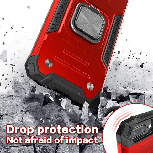 for iPhone 8 Plus Case with Screen Protector,Shock Absorption Drop Test Cover with Car Mount Kickstand Lightweight Protective Phone Case for iPhone 8 Plus/7 Plus/6S Plus,Red in Saudi Arabia