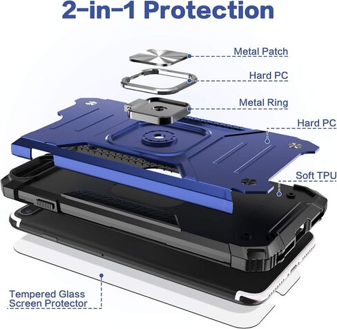for iPhone 8 Plus Case with Screen Protector,Shock Absorption Drop Test Cover with Car Mount Kickstand Lightweight Protective Phone Case for iPhone 8 Plus/7 Plus/6S Plus,Red in Saudi Arabia