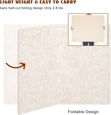 Large Bulletin Board, 48 X 36 inches Cork Board with 30 Pushpin, 4' x 3' Felt Cork Board Notice Pin Board, Self-Adhesive Vision Board Mood Board Foldable Photo Board for Wall - Black in Kuwait