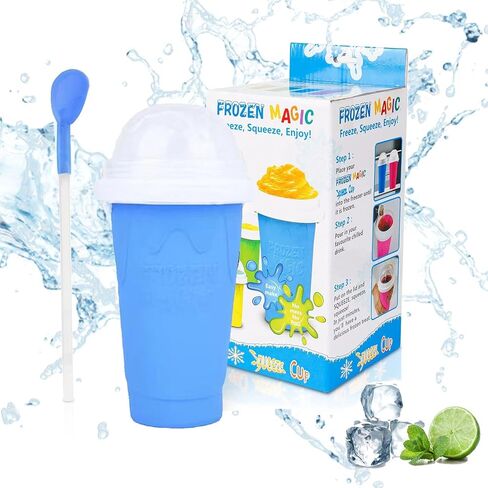 Slushie Maker Up,Quick Frozen Double Layers Cup, Squeeze It Into Ice Homemade Ice Cream Ice Drink,Portable For Outdoor Travel, Gift For Kids Cool Summer (Green), 8.11*4.17 inch in Saudi Arabia
