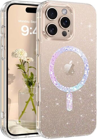 BENTOBEN Magnetic for iPhone 16 Pro Max Case, Clear Crystal Glitter Phone Case [Compatible with MagSafe] Shockproof Sparkly Women Girl Protective Cover Case for iPhone 16 Pro Max 6.9'',Clear Glitter in Saudi Arabia