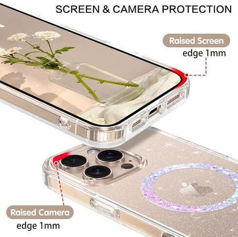 BENTOBEN Magnetic for iPhone 16 Pro Max Case, Clear Crystal Glitter Phone Case [Compatible with MagSafe] Shockproof Sparkly Women Girl Protective Cover Case for iPhone 16 Pro Max 6.9'',Clear Glitter in Saudi Arabia