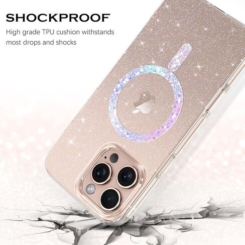 BENTOBEN Magnetic for iPhone 16 Pro Max Case, Clear Crystal Glitter Phone Case [Compatible with MagSafe] Shockproof Sparkly Women Girl Protective Cover Case for iPhone 16 Pro Max 6.9'',Clear Glitter in Saudi Arabia