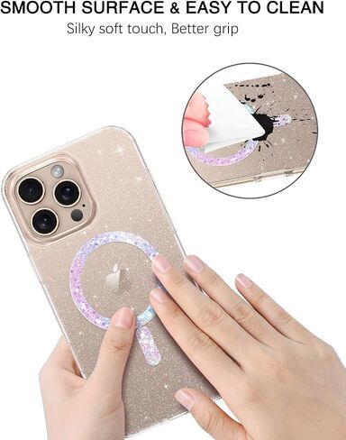 BENTOBEN Magnetic for iPhone 16 Pro Max Case, Clear Crystal Glitter Phone Case [Compatible with MagSafe] Shockproof Sparkly Women Girl Protective Cover Case for iPhone 16 Pro Max 6.9'',Clear Glitter in Saudi Arabia