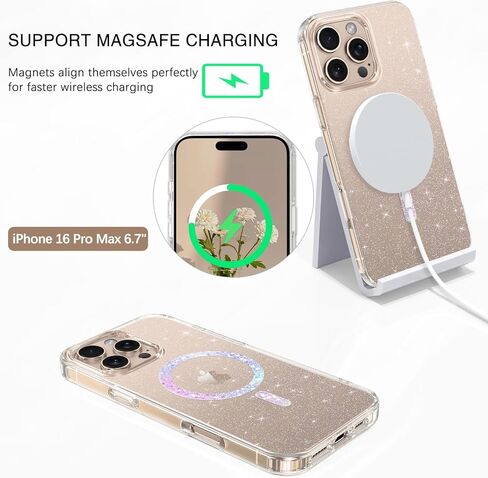 BENTOBEN Magnetic for iPhone 16 Pro Max Case, Clear Crystal Glitter Phone Case [Compatible with MagSafe] Shockproof Sparkly Women Girl Protective Cover Case for iPhone 16 Pro Max 6.9'',Clear Glitter in Saudi Arabia
