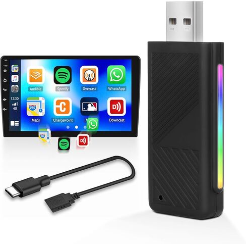Wireless CarPlay Adapter, for Factory Wired CarPlay 2024 Upgrade, Plug & Play, Stable and Fast Connection, Convert Factory Wired to Wireless CarPlay Dongle, with USB-A and USB-C Adapter in Kuwait