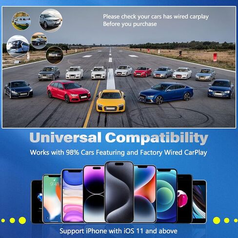 Wireless CarPlay Adapter, for Factory Wired CarPlay 2024 Upgrade, Plug & Play, Stable and Fast Connection, Convert Factory Wired to Wireless CarPlay Dongle, with USB-A and USB-C Adapter in Kuwait
