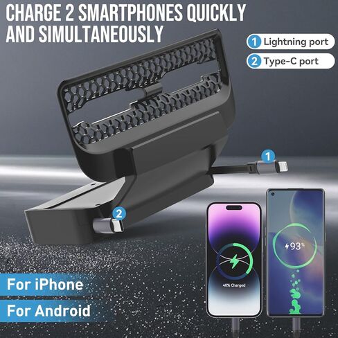 Retractable Cord Car Phone Charger for Tesla Model 3 Model Y 2021 2022 2023 2024, Rear Air Outlet Expansion Dock with Fast Charging Cables for Rear Position of Tesla Model 3 Model Y (Grey) in Saudi Arabia