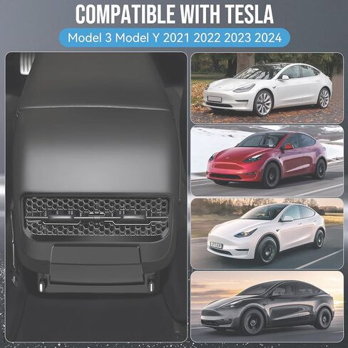 Retractable Cord Car Phone Charger for Tesla Model 3 Model Y 2021 2022 2023 2024, Rear Air Outlet Expansion Dock with Fast Charging Cables for Rear Position of Tesla Model 3 Model Y (Grey) in Saudi Arabia