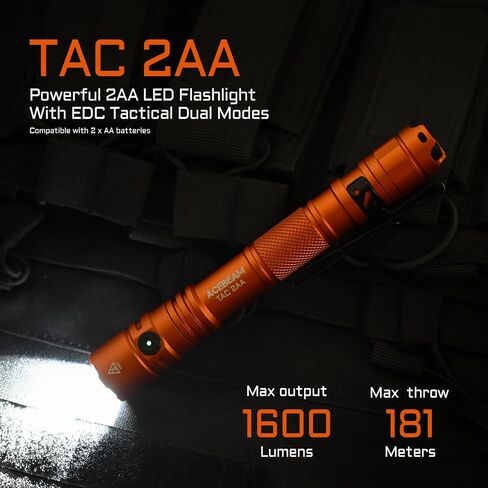 ACEBEAM TAC 2AA EDC Tactical Dual Modes Flashlight, 1400 High Lumens Light | Dual Switch Pocket LED Flashlight, IP68 Super Bright Small Flash Light for Emergency, Camping, Home, Outdoor(SFT-25R HI) in Kuwait